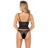 Abierta Fina - Open Thong and Corset (Black) 