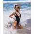 Obsessive Punta Negra - Glossy, Low-Cut Swimsuit (Black)  - L