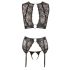 Cottelli Bondage - bright striped lace lingerie set (4 pieces)