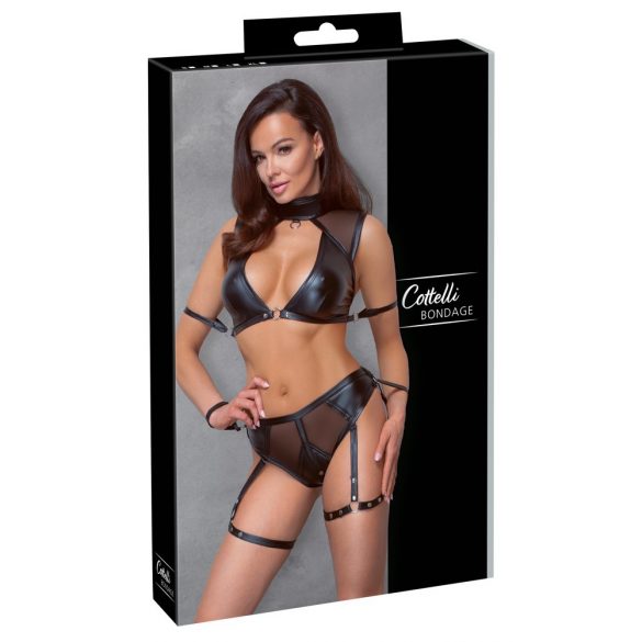 Cottelli Bondage - Mesh Insert Bra Set (Black)  - M