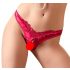 Cottelli - Women's beaded open floral underwear (red) - XL