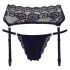 Cottelli - Lace Garter Belt with Thong (Black)  - L