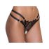 Cottelli - Luxury Open Crotch Thong with Rings (Black) 