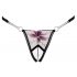 Cottelli - Luxury Embroidered Lily Thong (Black & White) 