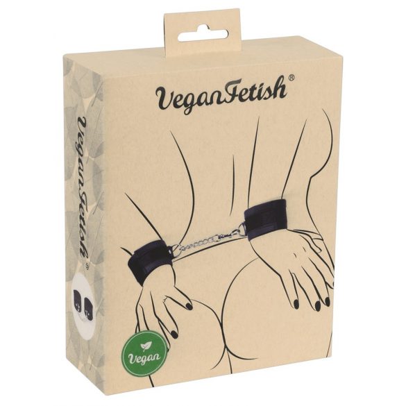 Vegan Fetish - Short Chain Handcuffs (Black) 