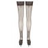 Cottelli - Lily-patterned, Striped Thigh Highs (Black)  - 3