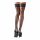 Cottelli - Lily-patterned, Striped Thigh Highs (Black)  - 5