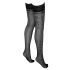 Cottelli - Lace-Trimmed Small Pattern Thigh Highs (Black) 