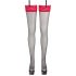 Cottelli - Black Stockings with Red Lace Trim  - 3