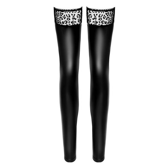 Noir - leopard print glossy thigh fix (black)