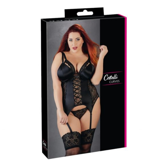 Cottelli Plus Size - Adjustable Garter Top (Black)  - 3XL