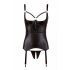 Cottelli Bondage - Glossy Lift-Up Top with Hand Restraints (Black)  - M