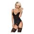 Obsessive 810-COR-1 - Lace Garter Top and Thong Set (Black)  - L/XL