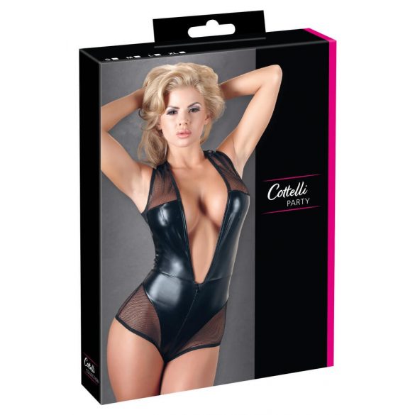 Cottelli - Shiny Mesh Bodysuit (Black)  - XL