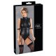 Cottelli Bondage - Sleeveless Glossy Bodysuit with Hand Restraints (Black) 