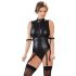 Cottelli Bondage - Sleeveless Glossy Bodysuit with Hand Restraints (Black)  - L