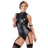 Cottelli Bondage - Sleeveless Glossy Bodysuit with Hand Restraints (Black)  - L