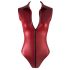 Cottelli Party - Zippered Sleeveless Shiny Bodysuit (Burgundy)  - XL