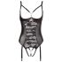 Abierta Fina - Sparkling Strap Lace Open Bodysuit (Black)  - 85B/L