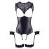 Cottelli Bondage - Glossy Open Body with Hand Restraints (Black)  - M