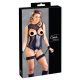 Cottelli Bondage - Glossy Open Body with Hand Restraints (Black)  - L