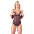 Cottelli - Lace and Pearl Open Bodysuit (Black)  - M