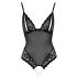 Cottelli - Lace and Pearl Open Bodysuit (Black)  - M