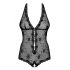 Obsessive Fiorenta - Pearl and Lace Bodysuit (Black)  - L/XL