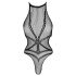 NO:XQSE - Cross Pattern Fishnet Bodysuit - Black (S-L) 