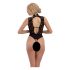 Abierta Fina - Lace, Open Bodysuit with Rhinestones (Black)  - M