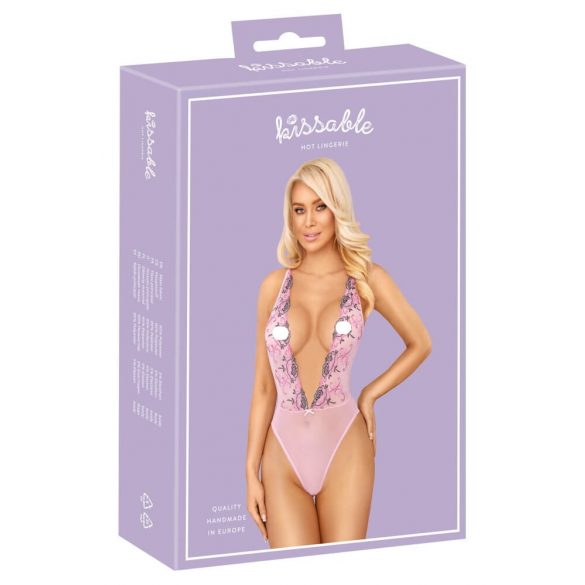 Kissable - Pink Rosette Embroidered Bodysuit  - L/XL