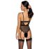 Cottelli - Open Strappy Bodysuit with Garter (Black) 