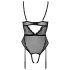 Cottelli - Open Strappy Bodysuit with Garter (Black) 