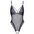 Cottelli - Embroidered Open Lace Bodysuit (Black-Purple) 