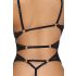 Abierta Fina - Open Lace Bodysuit with Rhinestones (Black-Gold) 