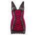 Cottelli - Exclusive Lace-up Lace Dress (Red-Black)  - M