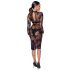 Noir - Sheer Floral Long Sleeve Dress (Black) 