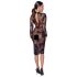 Noir - Sheer Floral Long Sleeve Dress (Black)  - M