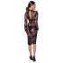 Noir - Sheer Floral Long Sleeve Dress (Black)  - M