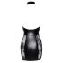 Noir - Black Corset Mini Dress with Plunging Neckline  - M