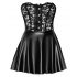 Noir - Lace Top Shiny Mini Dress (Black)  - M