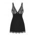 Obsessive Luvae - Floral Strappy Nightgown with Thong (Black)  - L/XL