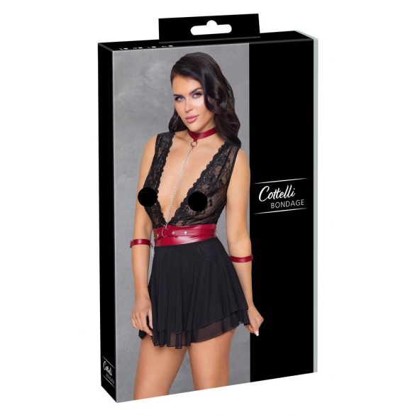 Cottelli Bondage - Lace Babydoll with Collar (Black) 