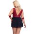 Cottelli Bondage Plus Size - Deep V-Neck Babydoll (Red-Black) 