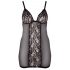 Cottelli Plus Size - lace inset sheer negligee (black)
