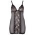 Cottelli Plus Size - Lace-Insert Sheer Negligee (Black)  - 4XL