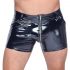 Black Level - Men's Shorts with Side Pockets (Black, Patent Leather) 