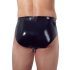 Latex Men's Briefs with Internal Tapered Anal Dildo (Black) 