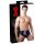 Latex Men's Briefs with Internal Tapered Anal Dildo (Black)  - M