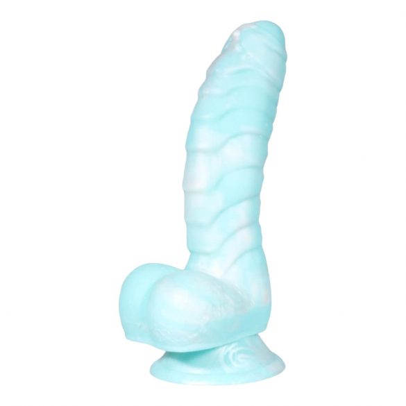 OgazR Sea Serpent - Ribbed Dildo with Suction Cup - 17 cm (Blue-White) 